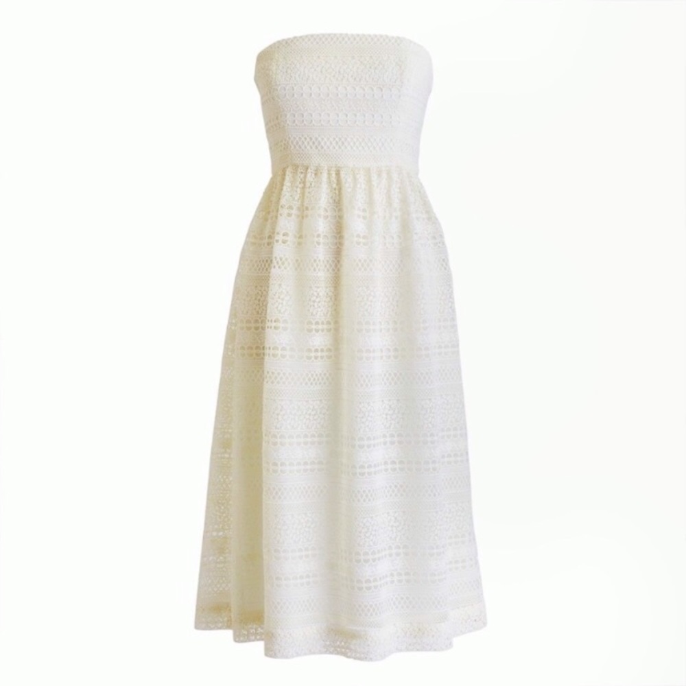 J. Crew Strapless Lace Midi Dress NWT